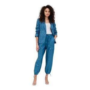 Cinq À Sept Nitsan Parachute Cargo Joggers Blue Technical Fabric Pants‎ Rare XS